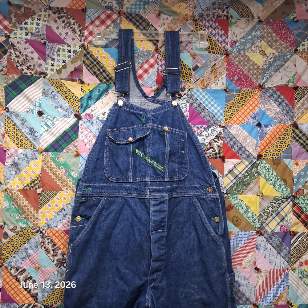 Key Imperial Overalls Mens 42x30 Blue Bib Dungarees Carpenter